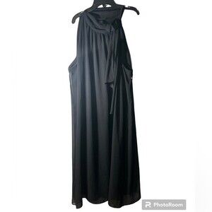 Lane Bryant Shift Dress 14/16 Black Polyester Tie Neck Size 14/16